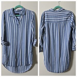 Velvet Heart Chambray Striped Pull Over V-Neck Shirt Dress/Tunic Size S